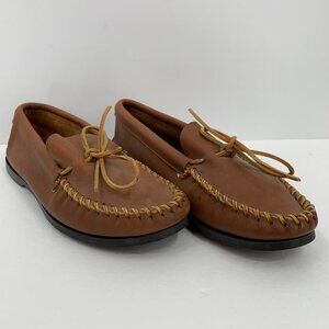 Minnetonka brown leather slip-on loafers moccasin shoe slip-on men 13